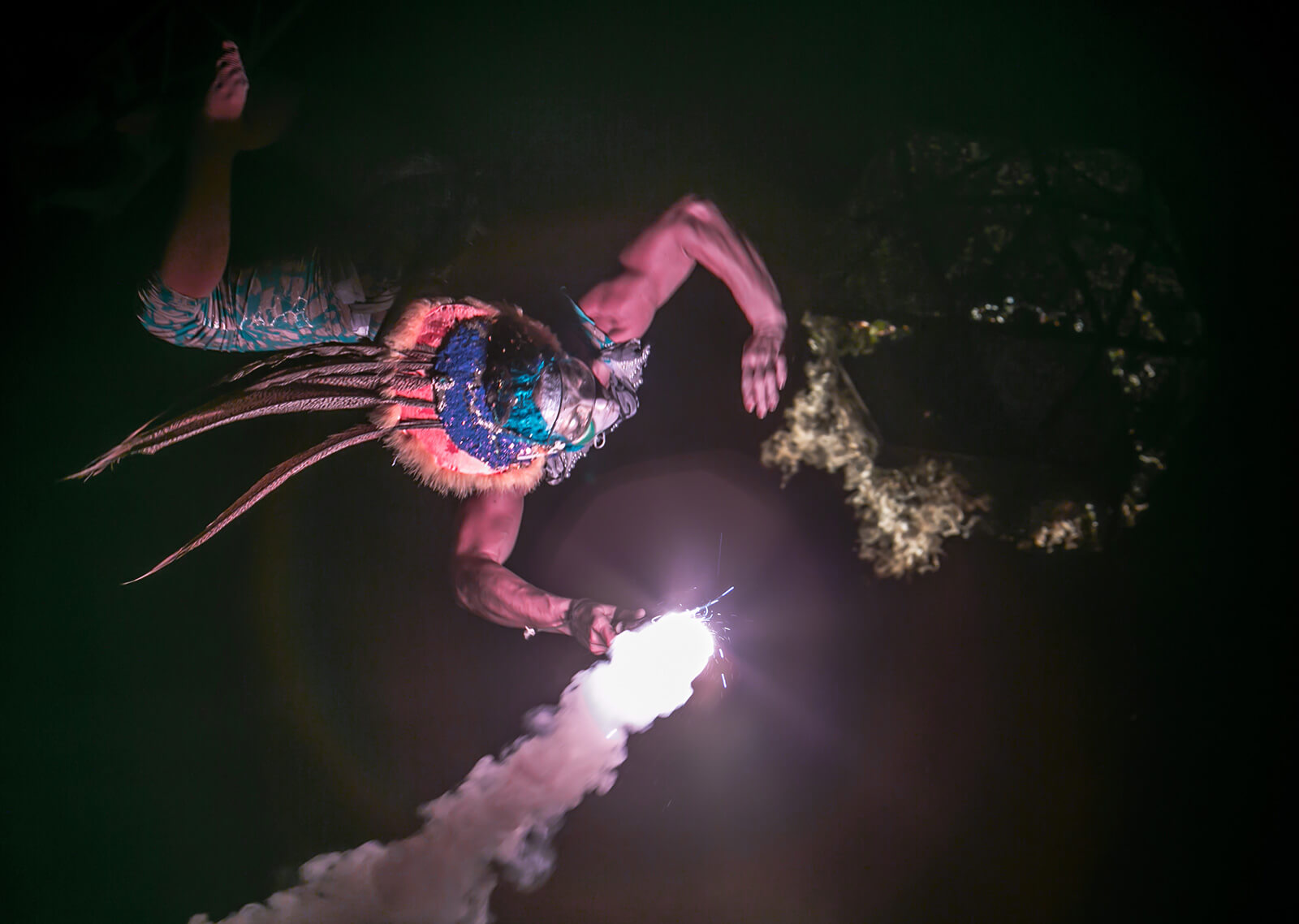 Auralia, an aerialist holding a lit flare 40 feet above the ground, appears to be dancing with the burning Urn filled with 1000’s of prayers for the dead during the finale of Tucson’s annual All Souls Procession. Kathleen has been a Media Circle photographer since 2010.