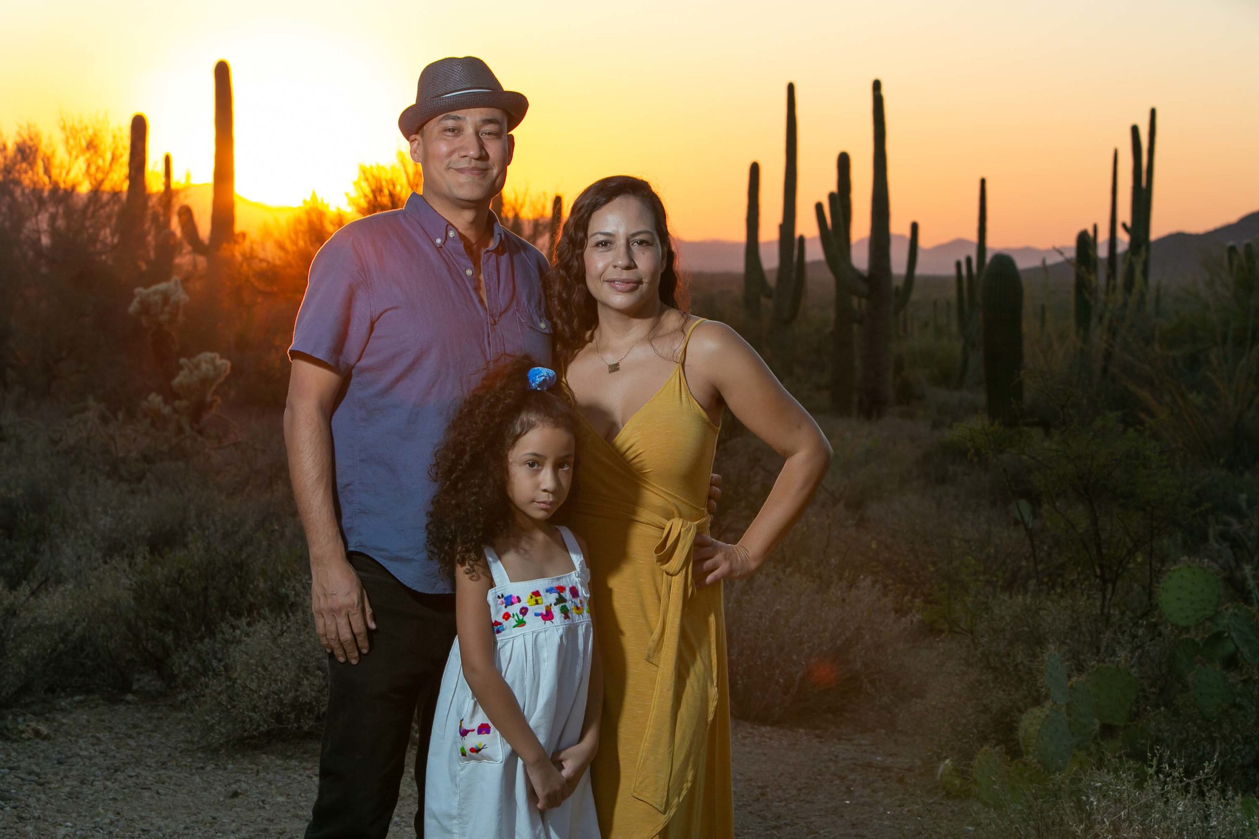 Desert sunset family portrait session.